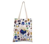 FEELMEM Coraline Animated Movie Gifts Cartoon Movies The Secret Door Tote Bag Horror Gift Fantasy Film Tote Bag Cosplay Gift (beige)