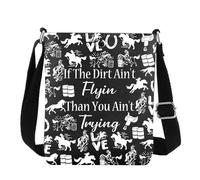 FEELMEM Cowgirl Barrel Racer Rodeo Crossbody Bag Horse Barrel Racing Gift If The Dirt Ain't Flyin Than You Ain't Trying Gift (black)