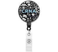 FEELMEM CRNA Badge Holder CRNA Nurse Anesthetist Gifts Anesthesia Tech Gift Surgical First Assistant Accessory Badge Reel (Beige)