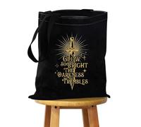 FEELMEM Curse Kindred Romantasy Book Tote Bag Glow So Bright The Darkness Trembies Tote Bag Bookish Gift Book Lover Bag (black)
