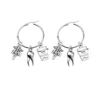FEELMEM DA Gift Dental Assistant Gift Tooth DA Caduceus Charm Hoop Earrings Gifts for Dentist Hygienist Student Assistant, 1, Stainless steel ,alloy, 1