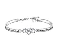 FEELMEM Daughter Gifts from Mom You are Braver Stronger Smarter Than You Think Infinity Love Heart Bracelet to My Daughter Gift (You're braver-silver)