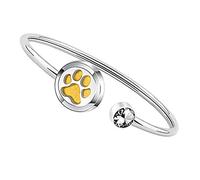 FEELMEM Dog Lover Gift Essential Oil Diffuser Bracelet Crystal Paw Print Charm Aromatherapy Locket Bracelet Engraving When I Needed A Hand I Found Your Paw, 2.4 inches, Stainless Steel
