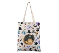 FEELMEM Dragon Rider Tote Bag Fantasy Book Lover Empyrean Series Canvas Tote Book Bag Booktok Merch Bookish Gift (beige)