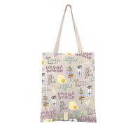 FEELMEM Egg Quotes Gift Out Damned Spot Shopping Bag Egg Design Reusable Grocery Bag Fair Is Foul Handbag Book Lover Gift (beige)