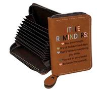 FEELMEM Encouragement Gifts Little Reminders Leather Credit Card Holder Wallet Affirmation Uplifting Mental Health Gifts, leather, Contemporary