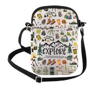 FEELMEM Explore Adventure Crossbody Bag Mountain Adventure Hiking Crossbody Bag Nature Lovers Travel Camping Wanderlust Gift (beige)