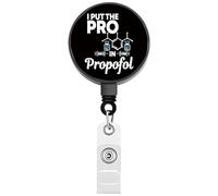 FEELMEM Funny CRNA Gifts I Put The Pro in Propofol Anesthesia Sarcastic CRNA Nursing Badge Reel Nurse Anesthetist Gift (Beige)