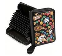 FEELMEM Gambling Leather Credit Card Holder Zipper Wallet Carnival Summer Poker Dices Slot Machine Casino Lover Gift