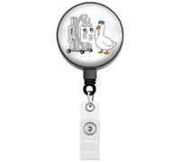 FEELMEM Goose Medical Retractable ID Holder Radiology Humor Badge Reel Nurse W raduation Gift for Rad Tech Doctor Nurse (Beige)