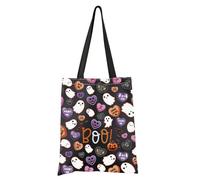 FEELMEM Halloween Boo Tote Bag Spooky Vibes Gifts Halloween Ghost Reusable Grocery Tote Bag Halloween Party Favors Gifts (black)