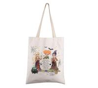 FEELMEM Hocus Movie Tote Bag Sanderson Sisters Gifts Behind You All Your Memories Witch Sisters Coven Bag Halloween Party Gift (beige)