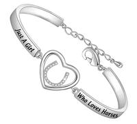 FEELMEM Horse Snaffle Bit Crystal Easy Hook Clasp Charm Bracelet Equestrian Jewelry Good Luck Gift, S, Copper, copper
