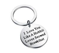 FEELMEM I Love You Like A Hobbit Loves Second Breakfast Keychain The Lord of The Rings Jewelry Boyfriend Girlfriend Gift Couple Key Chain Gifts for Him Her