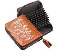FEELMEM Islamic Allah Gifts Islamic Bible Verse Leather Credit Card Holder Zipper Wallet Religion Faith Bismillah Gift