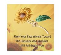 FEELMEM Keep Your Face Always Towards The Sunshine Sunflower Brooch Pin Encouragement Gift Long Distance Friendship Jewelry, Middle, cubic zirconia