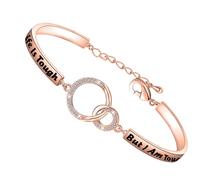 FEELMEM Life Is Tough But So Am I Bracelet Depression Suicide Mental Health Awareness Inspirational Jewelry Recovery Gift Keep Going Gift, S, Copper, copper