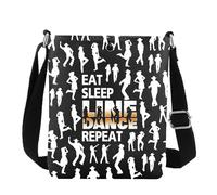 FEELMEM Line Dance Inspired Crossbody Bag Eat Sleep Line Dance Repeat Line Dancer Bag Gift For Line Dance Fan Line Dancing Bag (black)