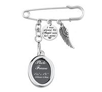 FEELMEM Loss Memorial Gift I Was Always His Angel Now He’s Mine Memorial Safety Pin Brooch Husband Dad Funeral Gift, Middle, Metal, alloy