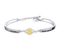 FEELMEM Mama Bear Bracelet Mom Bracelet Mama Bear Sunflower Charm Bracelet with 1 2 3 Cubs Mother Daughter Jewelry Gifts for Women Mom Family