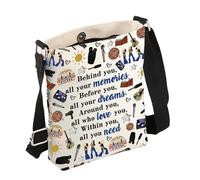 FEELMEM Mama Mia Musical Gift Behind You All Your Memories Mamma Broadway Musical Crossbody Bag For Mamma Fans, Beige, Small