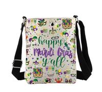 FEELMEM Mardi Gras Crossbody Bag Mardi Gras Carnival Merchandise Mardi Gras Party Gift Happy Mardi Gras Ya'll on Shrove Tuesday (beige)