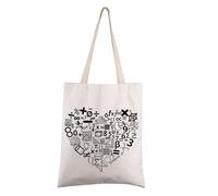 FEELMEM Math Heart Tote Bag Math Lover Gift Teacher Student Math Book Tote Bag Mathematics Heart Bag Math Science Geeky Gift