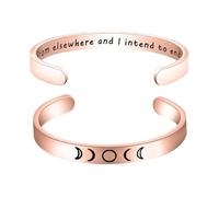 FEELMEM Moon Phase Cuff Bangle Triple Goddess Jewelry Lunar Cycle Witchy Bracelet Inspirational Quotes Gifts, M, Stainless Steel, Agate
