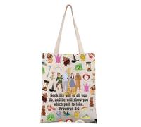 FEELMEM Movie Inspired Gift Seek His Will In All You Do Movie Character Tote Bag Musical Theatre Merchandise (beige)