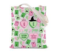 FEELMEM Musical Witch Elphaba and Glinda Friendship Gift We're Just Two Friends Tote Bag Theater Witch Musical Lover Gift (beige)
