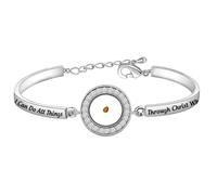 FEELMEM Mustard Seed Bracelet I Can Do All Things Through Christ Who Strengthens Me Bible Verse Bracelet Christian Faith Gift, M, Copper, Agate