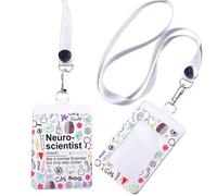 FEELMEM Neuroscientist ID Badge Holder with Lanyard Science Teacher Lanyards for ID Badges Medical Health Doctor Gift(Leather) (Leather)