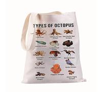 FEELMEM Octopus Tote Bag Octopus Lover Gifts Octopus Knowledge Canvas Tote Bag Ocean Animal Octopus Theme Shoulder Bag