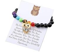 FEELMEM Owl Charm Bead Bracelet Owl Gift Owl Bird Jewelry Owl Symbol Of Wisdom Wishes Owl Lady Gift Owl Lovers Gift, alloy