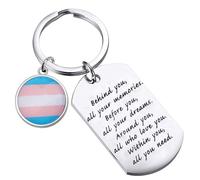 FEELMEM Pansexual Gifts Transgender Pride Gifts Behind You All Your Memories Keychain LGBTQ Trans Rainbow Jewelry LGBTQ Gift, Dog Tag Keychain, Middle