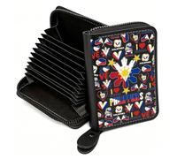 FEELMEM Philippines Travel Survivor Leather Credit Card Holder Zipper Wallet Filipino Vacation Gift, black, Contemporary