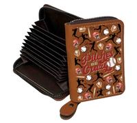 FEELMEM Pitches Be Crazy Baseball Leather Credit Card Holder Zipper Wallet Baseball Player Pitcher Gift