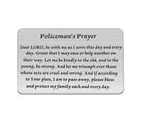FEELMEM Policeman’s Prayer Wallet Card Police Officer Prayer Wallet Insert for Men Police Graduate Lawman Hero Policeman Gif, silver