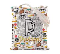 FEELMEM Principal Tote Bag Principal Appreciation Gift Teaching Supplies Teacher Shoulder Bag Admin Team Staff Gifts Handbag (beige)