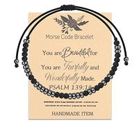 FEELMEM Psalm 139:14 Morse Code Bracelet Religious Jewelry Christening Gift Inspirational Gift Bible Verse Bracelet, Middle, Eco-friendly materials, .na