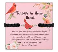 FEELMEM Red Cardinal Bird Charm Bracelet With Braided Rope - Memorial Poem Gift In Memory Of Loved One - Cardinal Sympathy Jewelry, Adjustable, Rope, Alloy, alloy