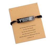 FEELMEM Religious Gift Be Strong and Courageous Joshua 1:9 Bible Verse Braided Rope Scripture Gift for Godmother Women Girl Men (Be strong-bracelet)