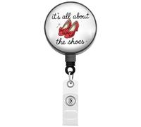 FEELMEM Ruby Movie Inspired Retractable Badge Reel Musical Gift It's All About The Shoes Badge Holder Movie Fan Gift for Women (Beige)