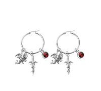 FEELMEM Six Crows Inspired Charm Big Circle Hoop Earrings Crooked Kingdom Gifts Bookish Jewelry Gift For Fantasy Book Lovers, 1, Stainless steel ,alloy, 1