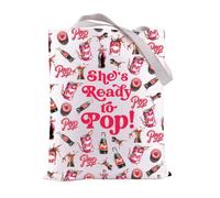 FEELMEM Soda Pop Party Favors She’s Ready to Pop Tote Bag Baby Shower Gender Reveal Party Shopping Bag New Mommy Gifts