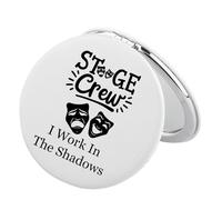 FEELMEM Stage Crew Gifts I Work In The Shadows Theatre Compact Mirror Stage Manager Gifts Theater Tech Mirror Theater Gift (beige)