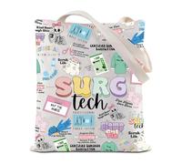 FEELMEM Surg Tech Tote Bag Surgical Technician Appreciation Gift Surgical Technology Week Shoulder Bag Thank You Gifts (beige)