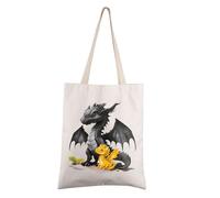 FEELMEM Tairn and Andarna Dragon Tote Bag Dragon Rider Bookish Tote Booktok Fantasy Reader Gift Empyrean Book Series Gift (Beige)