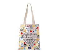 FEELMEM Teacher Assistant Canvas Tote Bag New Teacher Assistant Gift Teacher Aide Gift Teacher Bag Teacher Appreciation Gifts