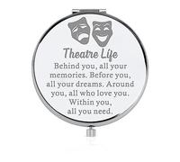 FEELMEM Theatre Life Compact Mirror Drama Mirror Actor Performer Gift Thespian Gift Theatre Mask Charm Mirror